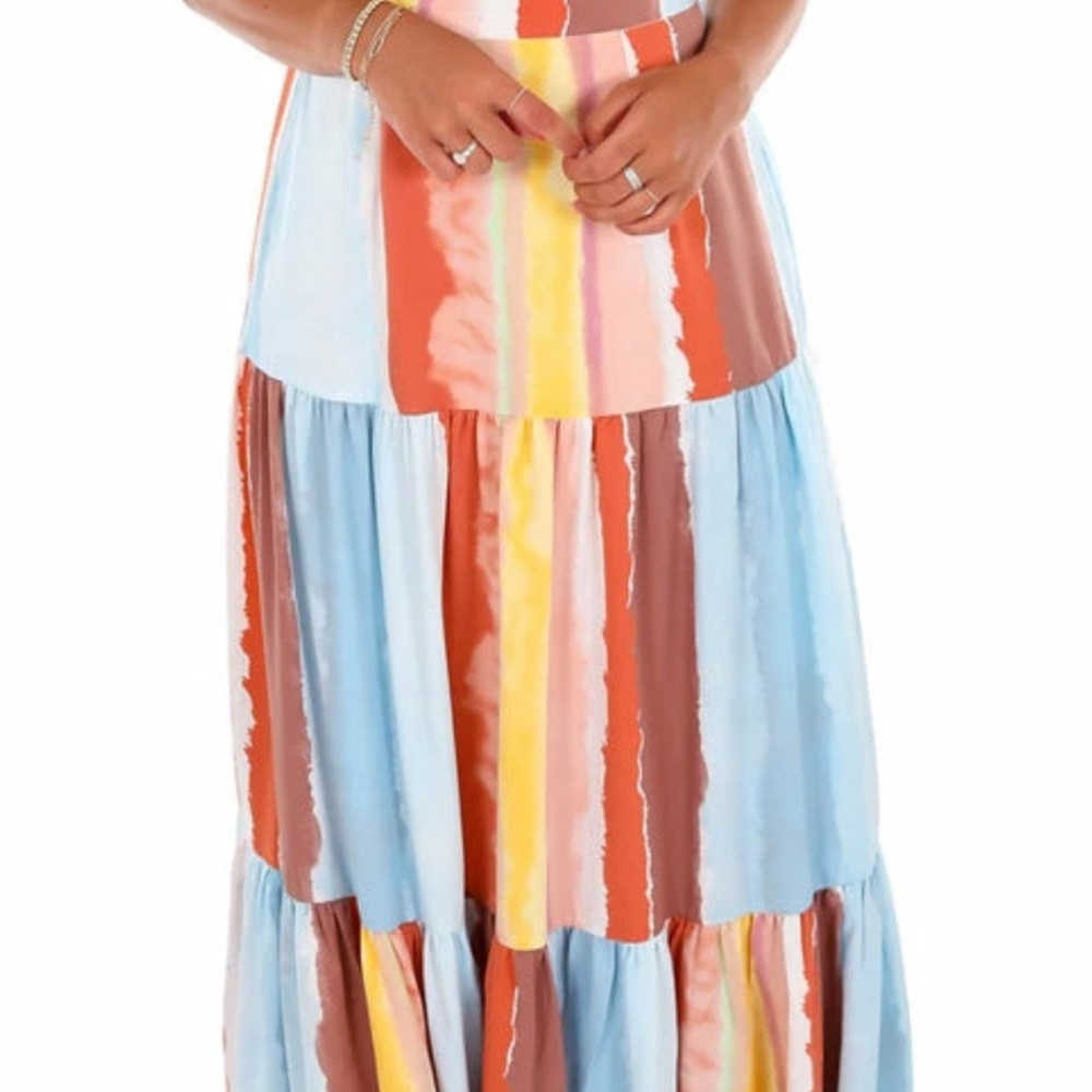 Colorful Striped Maxi Two Piece Set - Luxxel.  NWT